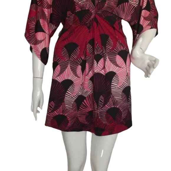 JB by JULIE BROWN Mini Dress, S, Kimono Sleeve, Red/Pink/Black, Gathered waist - Picture 11 of 11